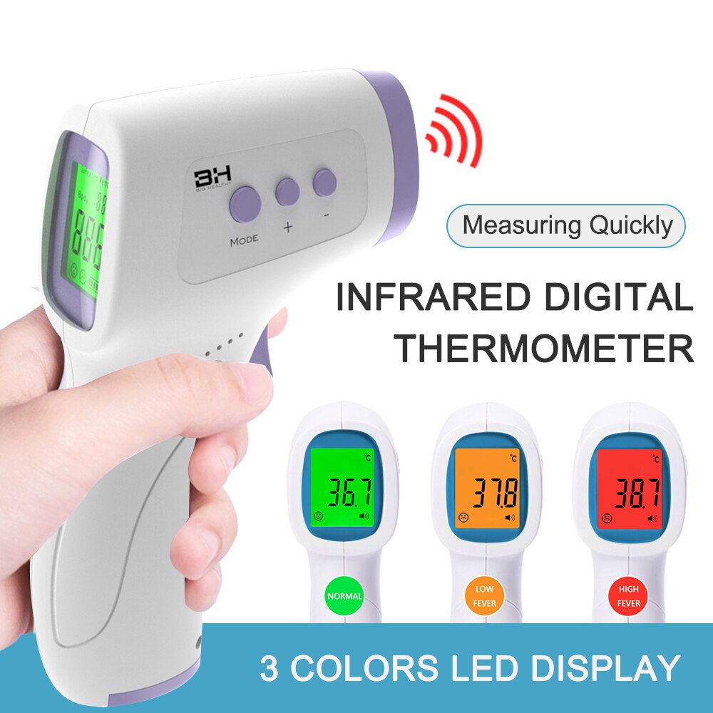 Non-contact Infrafred Thermometer Voorhoofd 0.5S Snel Lezen Pieptoon Alarm Lcd Display 2-Kleur Backlight Voor Body en Oppervlak: Transparant