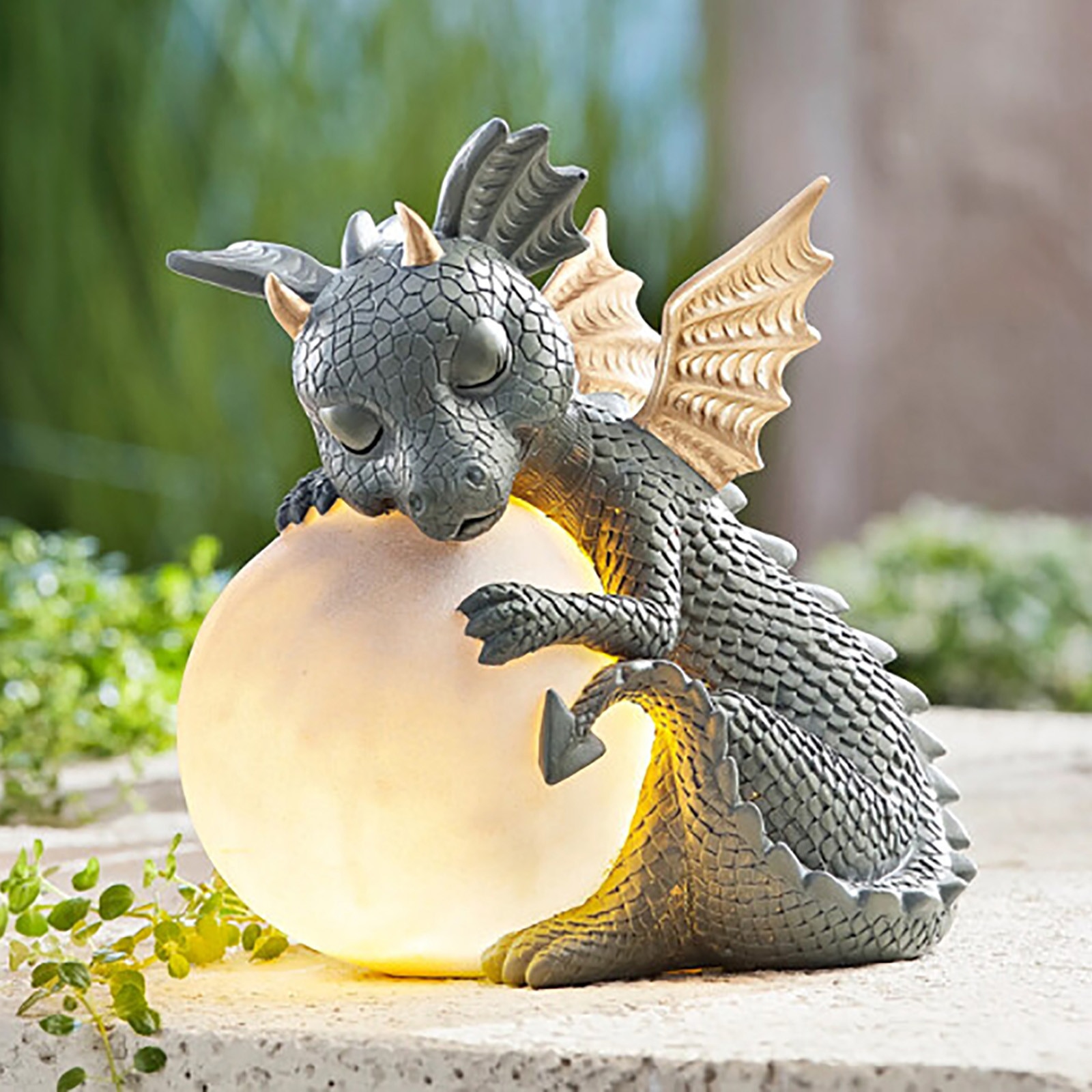 Dragon Garden Decoration Solar Lamp Resin Dragon Meditated Statue Decorations Resin Dragon Jardin Garden Home Decor Accessories