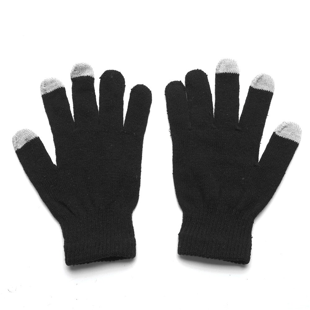 Magic touch screen handsker smartphone texting stretch voksen one size vinter varmere strik handsker 13 farver: Sort