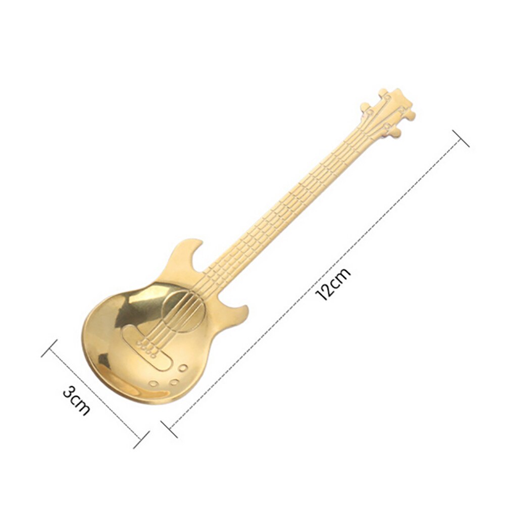Cuchara de café de acero inoxidable 12cm Multicolor fácil para limpiar la guitarra cucharas Arco Iris café cuchara cubiertos bebiendo herramientas F123