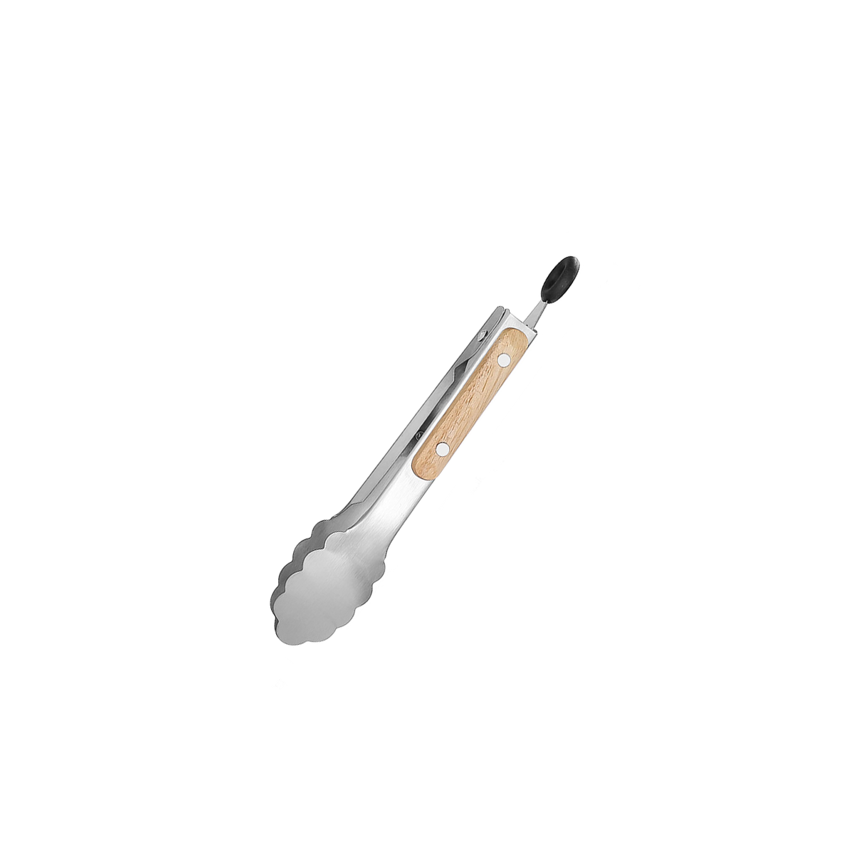 Pince de cuisson en acier inoxydable avec poignée en chêne, pince à salade avec anneau de verrouillage, gadget de cuisine pour barbecue à salade: BLEU CIEL