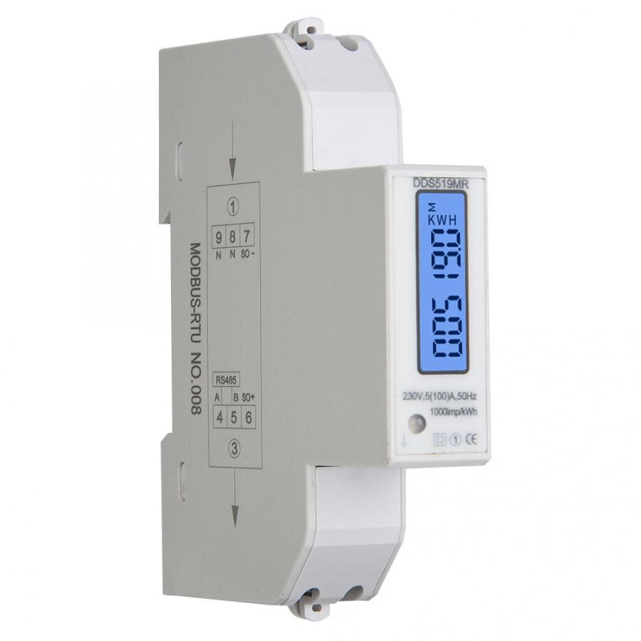 DDS519MR Power Meter Muilt-Functional Single-Phase 230V AC 1P Energy Meter 35mm DIN Rail with RS485 Modbus