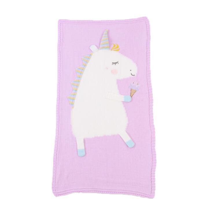 INS – belle couverture licorne stéréo pour enfants, en tricot, pour la plage, pour bébé: Pink