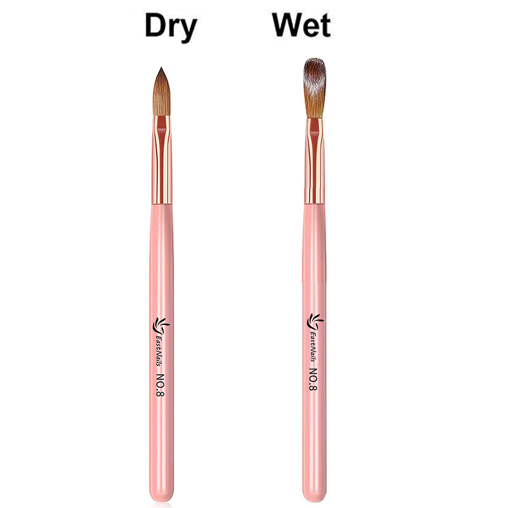 Acryl-Nagelbürste, Größe 16/18/22 mm, Acryl-Anwendung, Nagelbürsten, Stift, rosa Griff, professionelle Puderverlängerung, Schnitzen: Licht Grau
