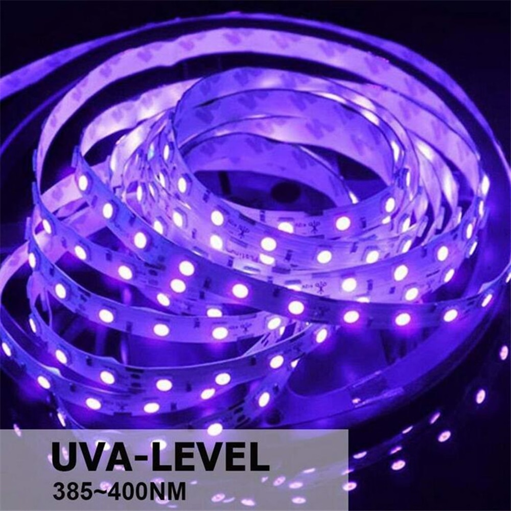 UV Light Strip Waterproof Led Strip Lights 16.4ft 300LED Rope Lights 12V Flexible Black Lights UV Strip Lights Ultraviolet Light