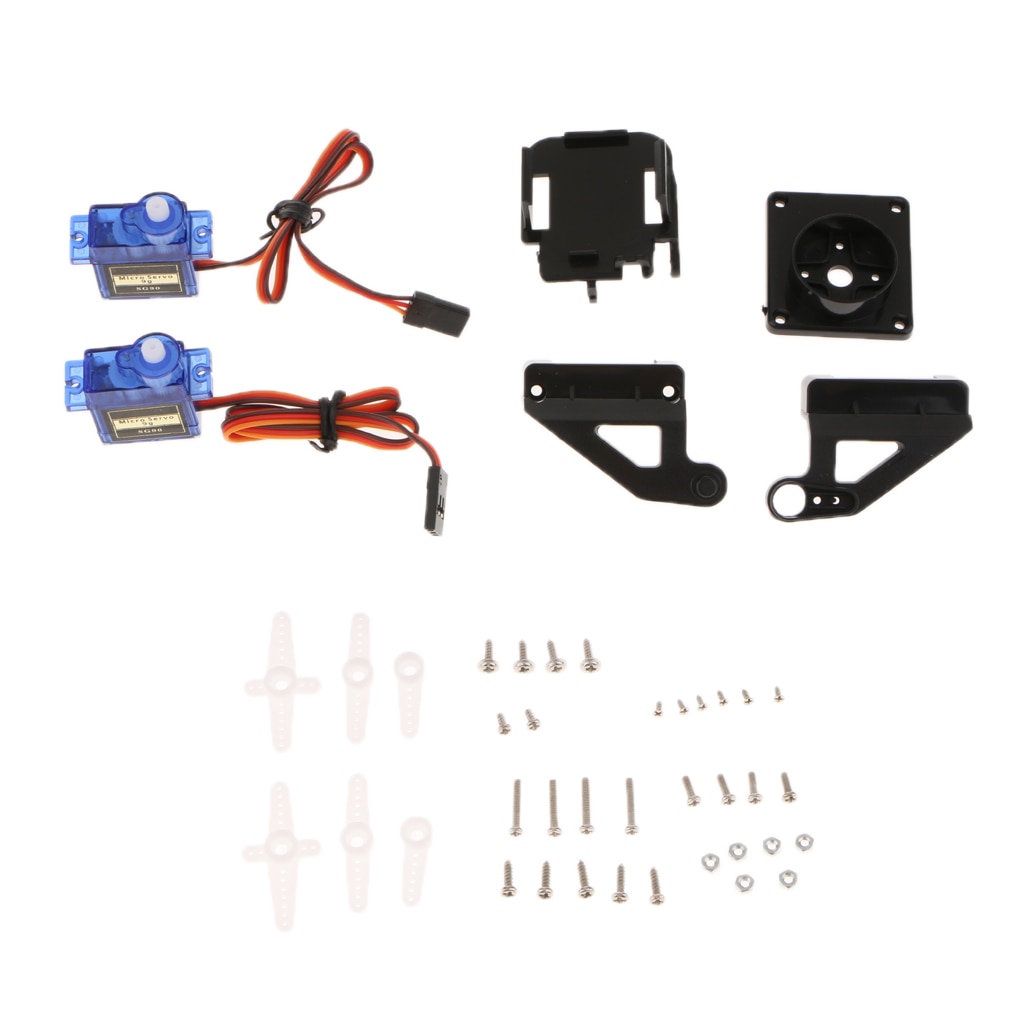 Plastic Servo Bracket PT Pan/Tilt Camera Platform Anti-Vibration Mount with 2Pcs Servos for Aircraft