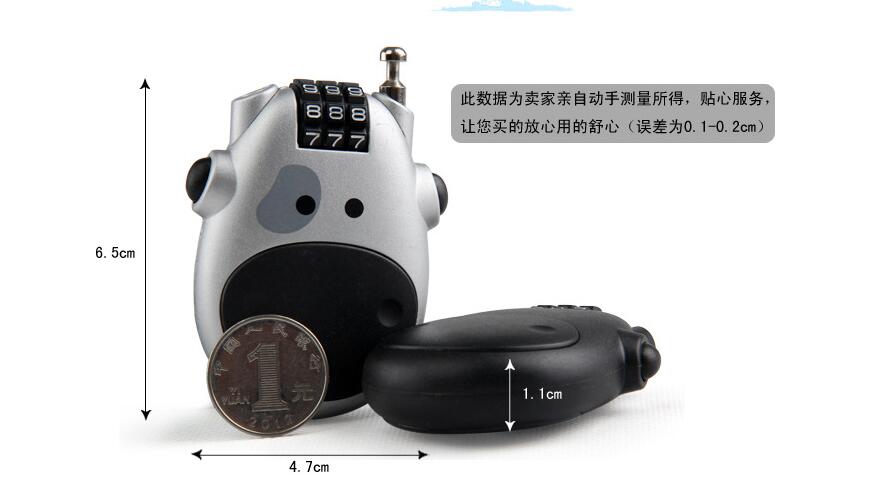 Mini Retractable Wire Rope Password Lock Travel Anti-theft Lock Motorcycle Helmet Lock Cartoon Lock Bicycle Lock Long Cable