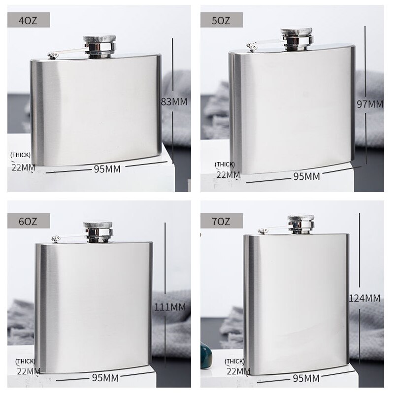 Pocket Draagbare Roestvrijstalen Heupfles Met Trechter Mini Heupfles Alcohol Whiskey Heupfles Met Schroefdop 4 5 6 7 8 9 10 Oz