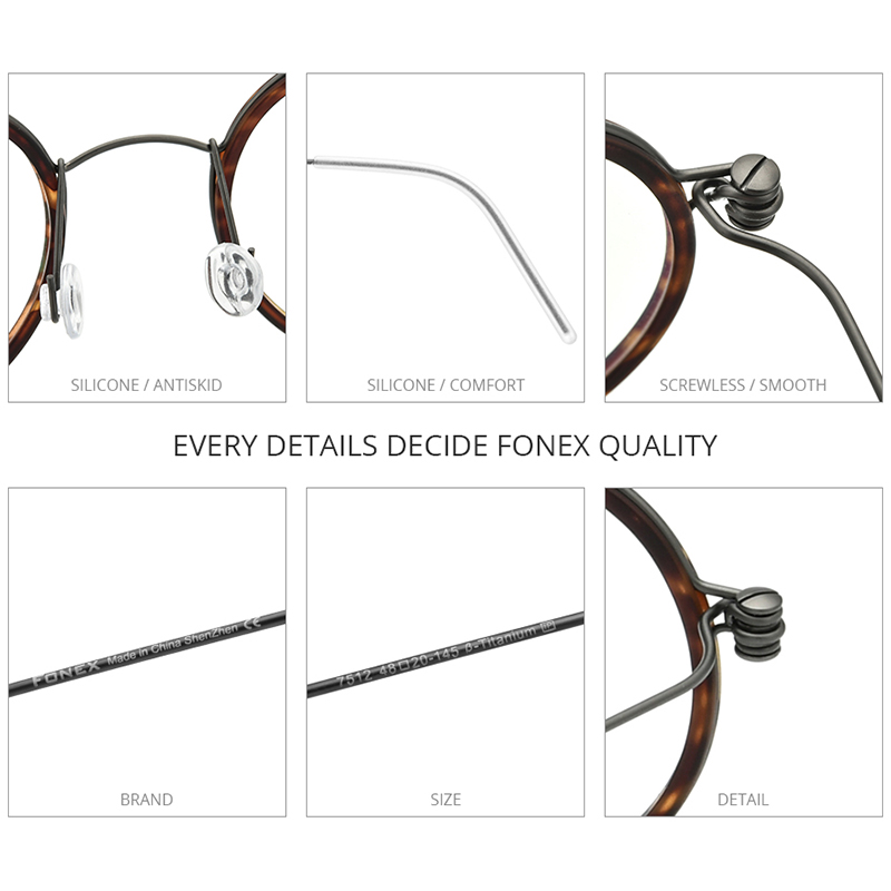 FONEX-Monture de lunettes en titane B pour hommes et femmes, de , montures rondes, poids ultraléger, Morten, lunettes coréennes sans vis