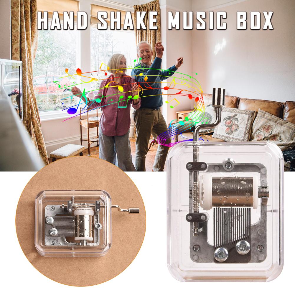 1 Pcs Mini Music Box Hand Cranking Music Movement Transparent DIY Music Box For Christmas