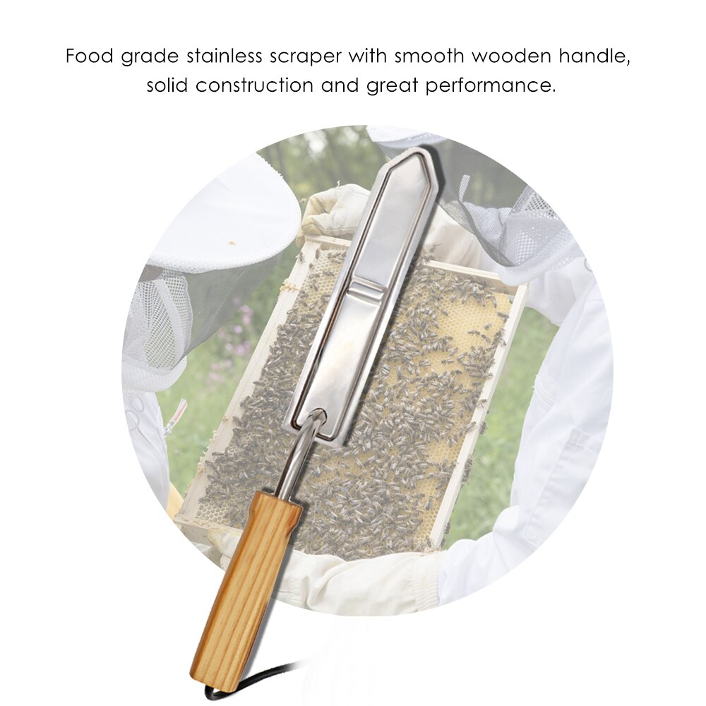 Stainless Steel Electric Honey Scraper Bee Beekeeping Equipment Uncapping Tool Extractor Tool with Wooden Handle