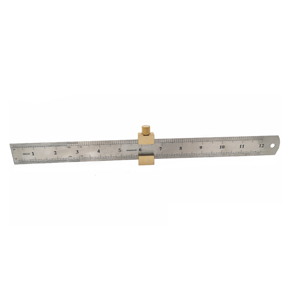 Positionierung Block Gauge Messing Block Holzbearbeitung Werkzeuge Ecke Stahl Lineal Locator mit 300mm Stahl Lineal Einfache Installation