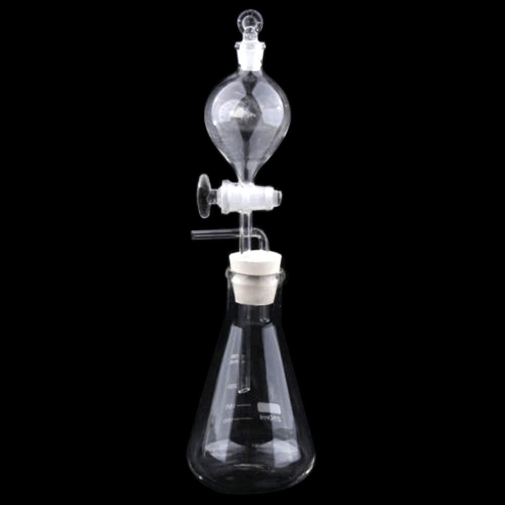 Glass Conical Flask Separatory Funnel Stopper Lab Gas Generator Apparatus Kit like oxygen hydrogen and carbon dioxide