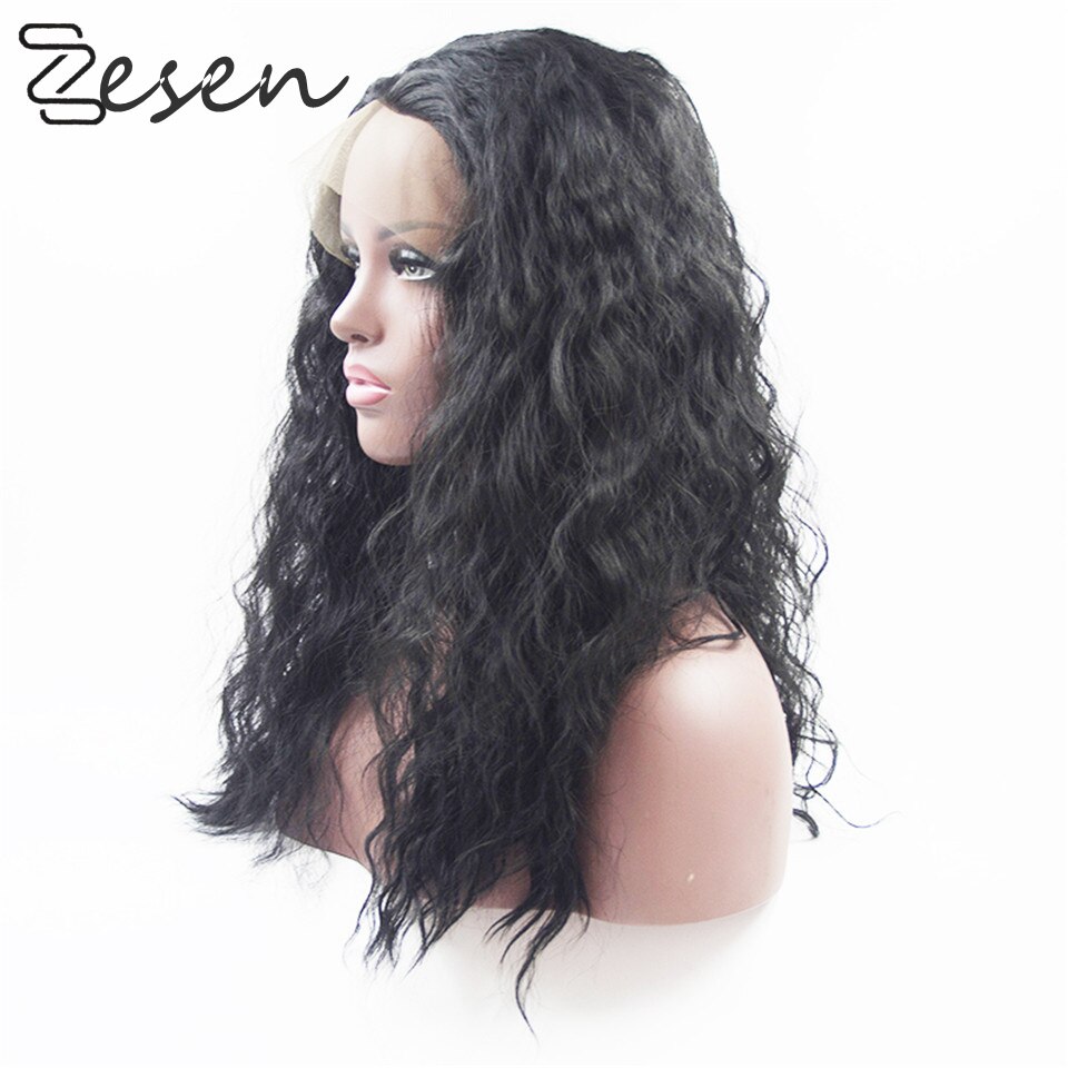 Peluca Zesen de pelo sintético ondulado suelto 13 × 4, peluca con malla frontal, pelucas de pelo largo y Natural sin partes para mujer, 180 de densidad con pelo de bebé