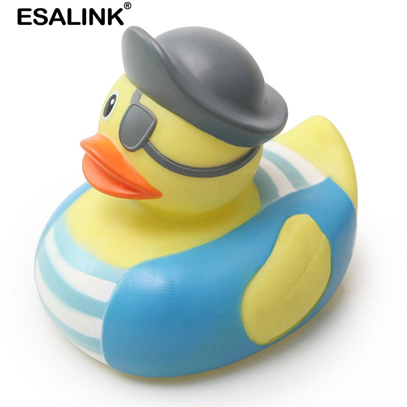 ESALINK 8-10Cm Schwimm Ente 14 Stile Pirate Ente Polizei Gummi Ducky Bad Spielzeug Baby Kognitiven Spielzeug Baden pädagogisches Spielzeug