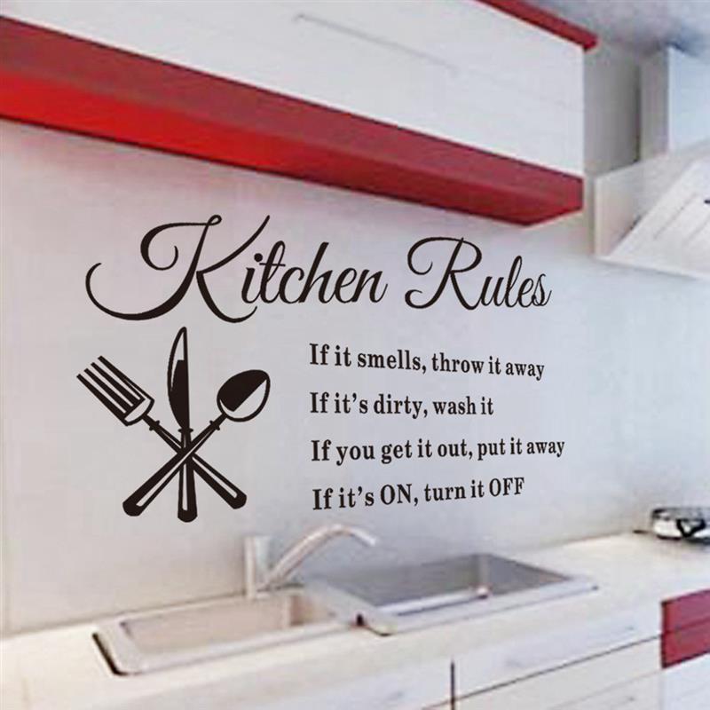 home decor Removable Wall Stickers Kitchen Rules Decal Home Accessories Beautiful Pattern Decoration home decor