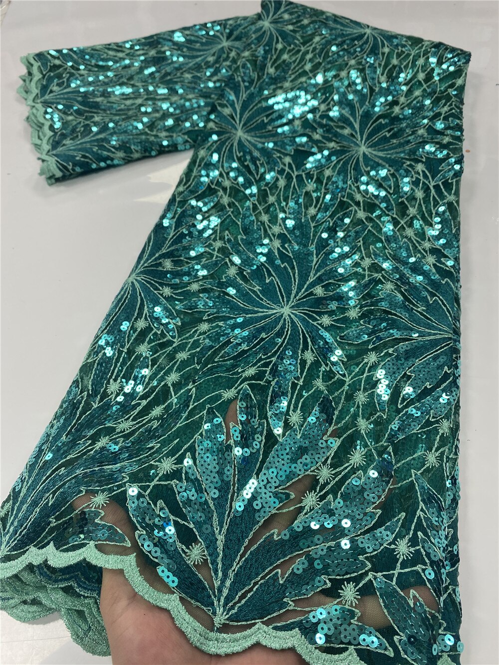 African Lace Fabric Lace French Tulle Lace Nigerian Embroidered Lace Fabrics With Sequins For Women YA3511B-5: Picture 6