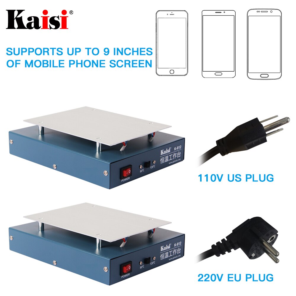 Kaisi K-812 lcd máquina separada de aquecimento da tela 110/220v para a borda do telefone móvel/tela lcd plana vidro separador