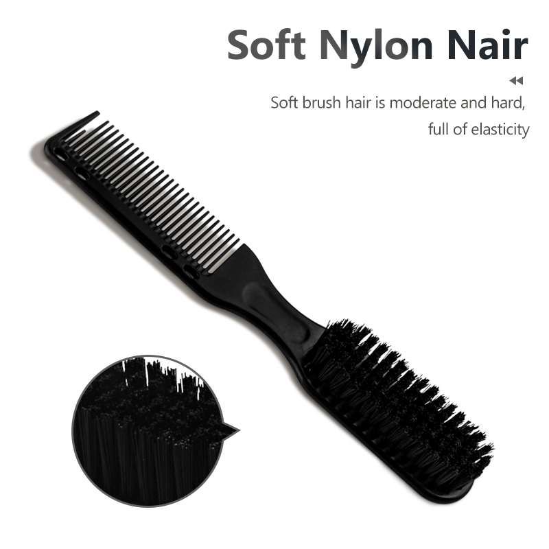 Cepillo de peluquero de doble cara, peine negro pequeño para peinar el cabello, afeitado, Barba, salón, tallado, plumero, cepillo de limpieza