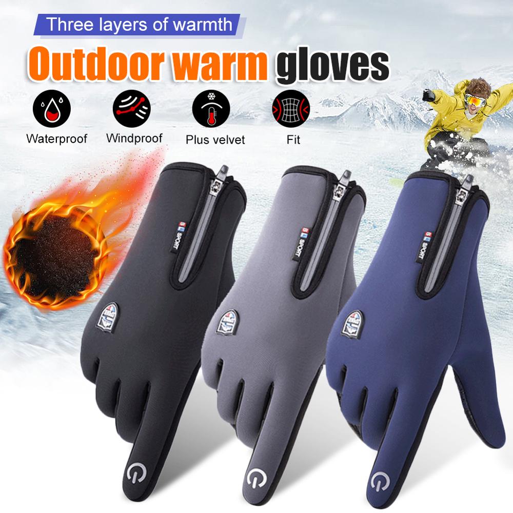 1 Paar Winter Warme Handschoenen Mannen Ski Snowboard Handschoenen Motorrijden Touch Screen Waterdichte Handschoen