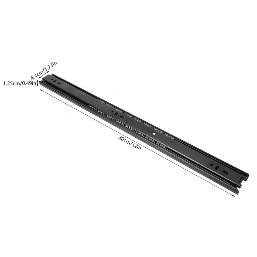 2Pcs12in 30cm Ball Bearing Drawer Slide Furniture Slide Steel Ball Bearing Slides 3 Sections Flexible Cabinet Drawer Sliding Rai