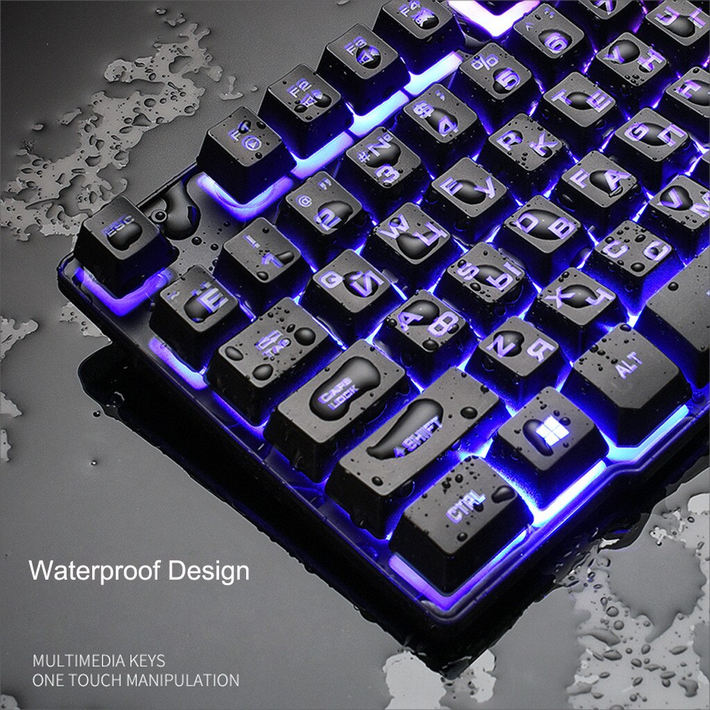 T5 Rainbow Backlight Keyboard And Mouse Set game Keyboard adjustable DPI Mouse Usb Ergonomic Gaming English Russian