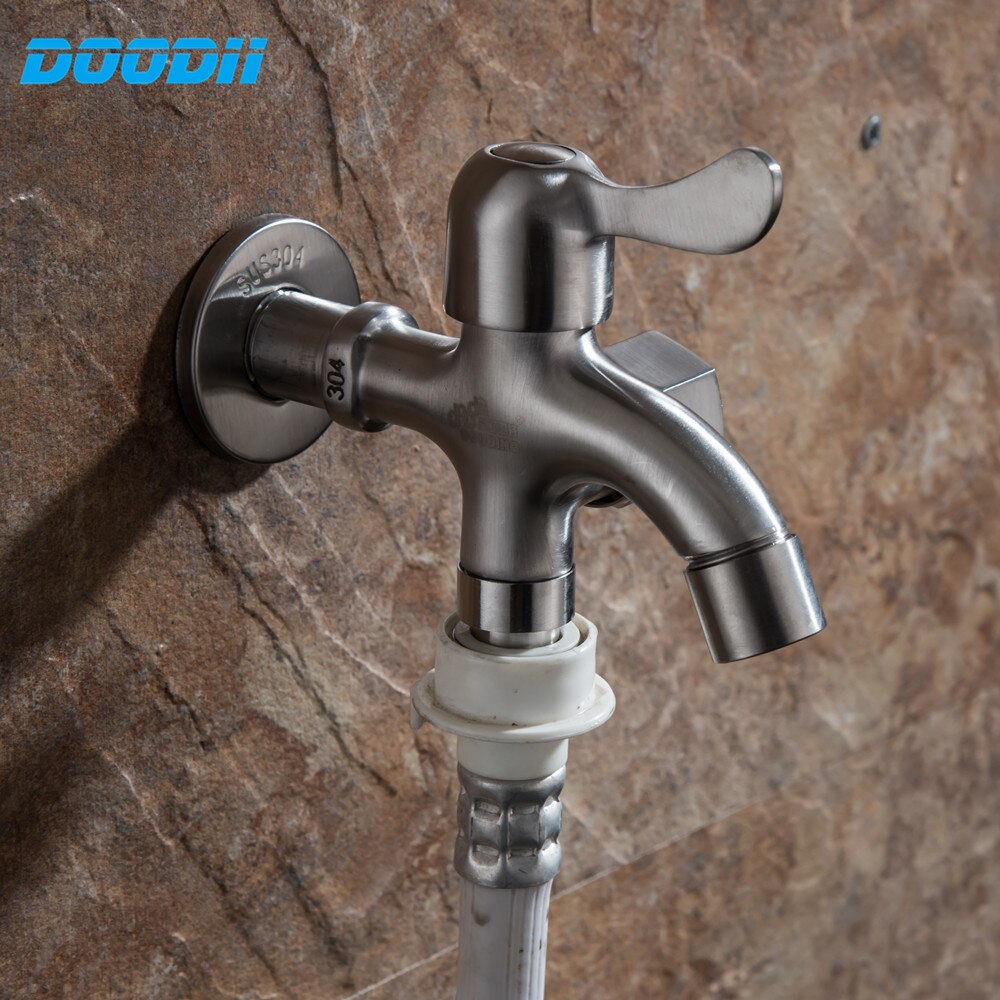 Doodii 304 Stainless Steel Washing Machine Faucet Double Use Bibcock Laundry Mop Pool Tap Dual Handles Washing Machine Taps