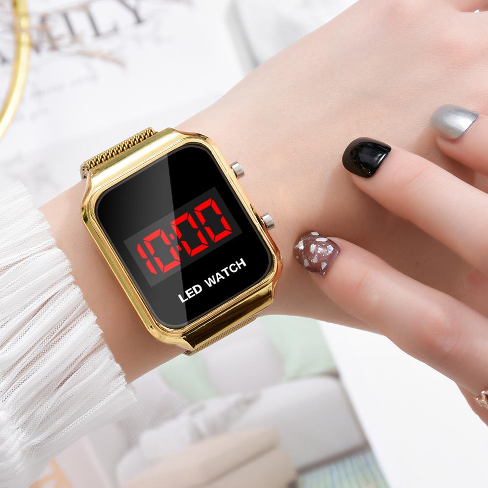 Reloj Digital deportivo cuadrado con personalidad para estudiantes , reloj de aleación con hebilla magnética para hombres y mujeres, relojes para parejas