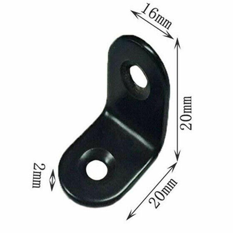 10pcs/Set Supporting Black L-Shaped Brackets With Screws Fixing Right Angle Corners Brace Stainless Steel Furniture Hardware