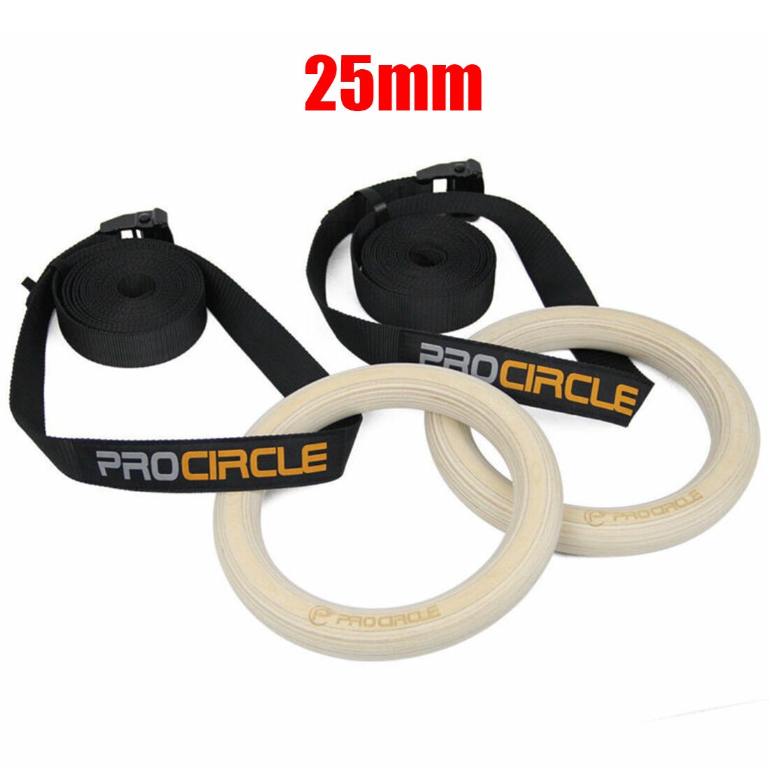 1 par de anillo de gimnasia de madera pura Procircle, anillo de entrenamiento de fuerza olímpica, anillo de cincha colgante para gimnasio y Fitness: 25mm S