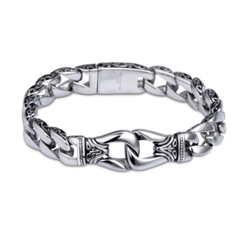 Männer Edelstahl Punk Rock Armband Totem Retro Armband: Silver