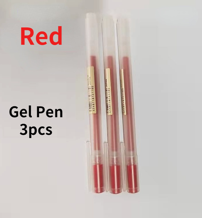 3 stk original mujis gel pen sort/blå/rød/dyb blå 0.38mm 0.5mm blæk farve pen kontor skole japan stationær гелевая ручка: Rød / 0.5mm
