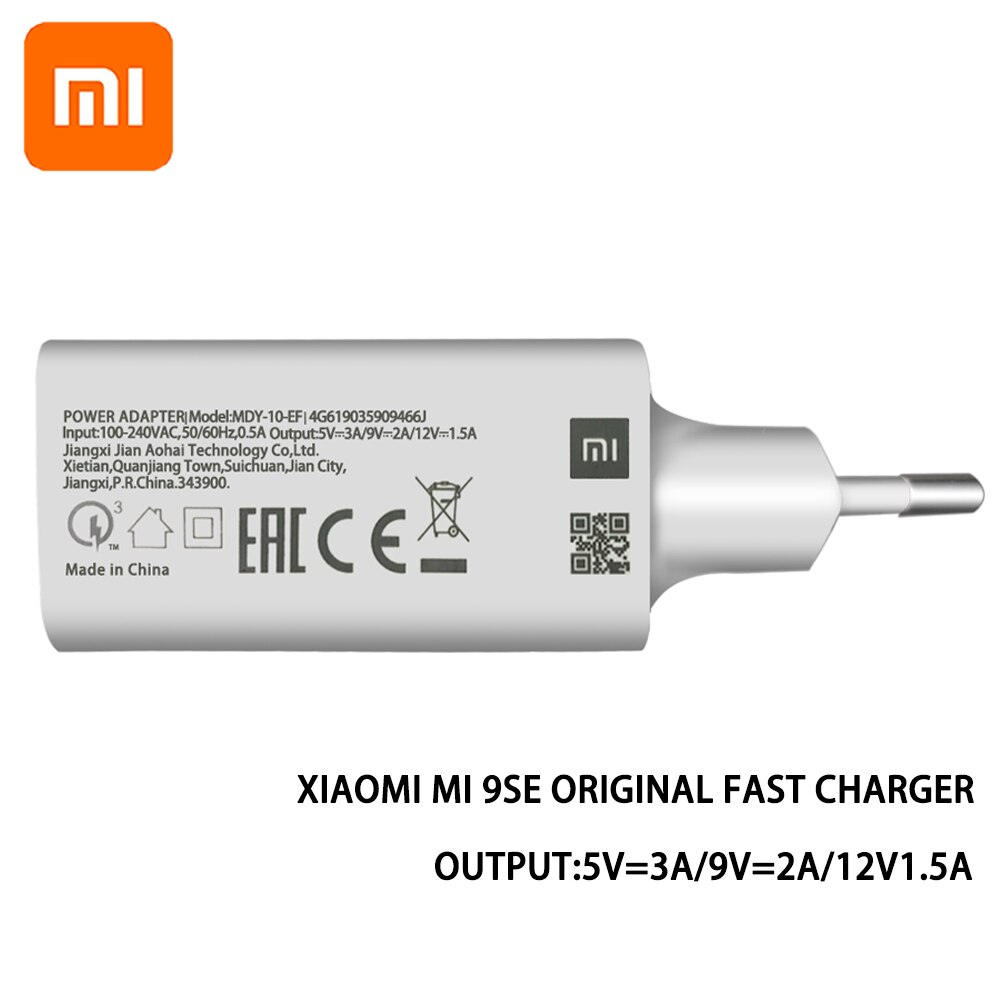 Original MI 9SE QC3.0 Fast USB Wall Charger Micro Usb and Type C Cable Quick Charge for Mi 9 8 SE CC9 A3 Mix Redmi Note 7 6 5 4