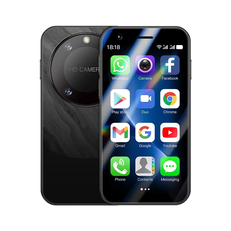 Soyes f8 pro max mini smartphone 3.0 polegadas 2000mah id facial duplo sim em espera jogar loja 3g telefone android 8.1 pequeno telefone: Preto / Pacote 4