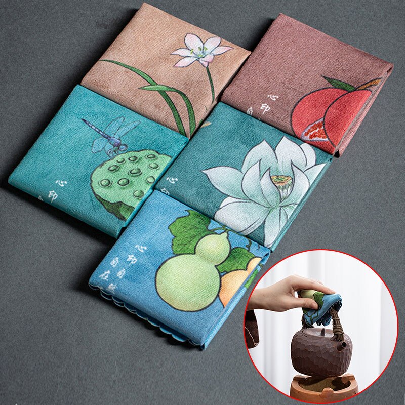Toalla de té de gamuza Kung Fu, tetera antiquemaduras, accesorios de posavasos para taza de té Zen, alfombrilla de té absorbente para el hogar, servilleta de té