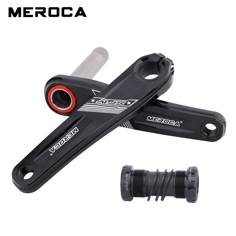 MEROCA MTB Crankset 170mm GXP 32/34/36/38T Narrow Wide Chainring Aluminium Alloy Mountain Bike Crank Set GXP Crank: Black With BB