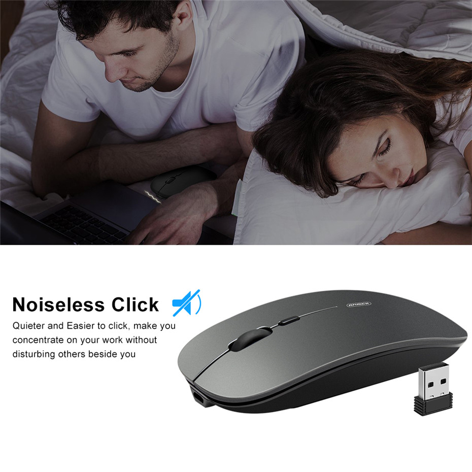 Anmck Draadloze Muis Computer Bluetooth Muis Stille Pc Mause Oplaadbare Ergonomische Muis 2.4Ghz Usb Optische Muizen Voor Laptop Pc