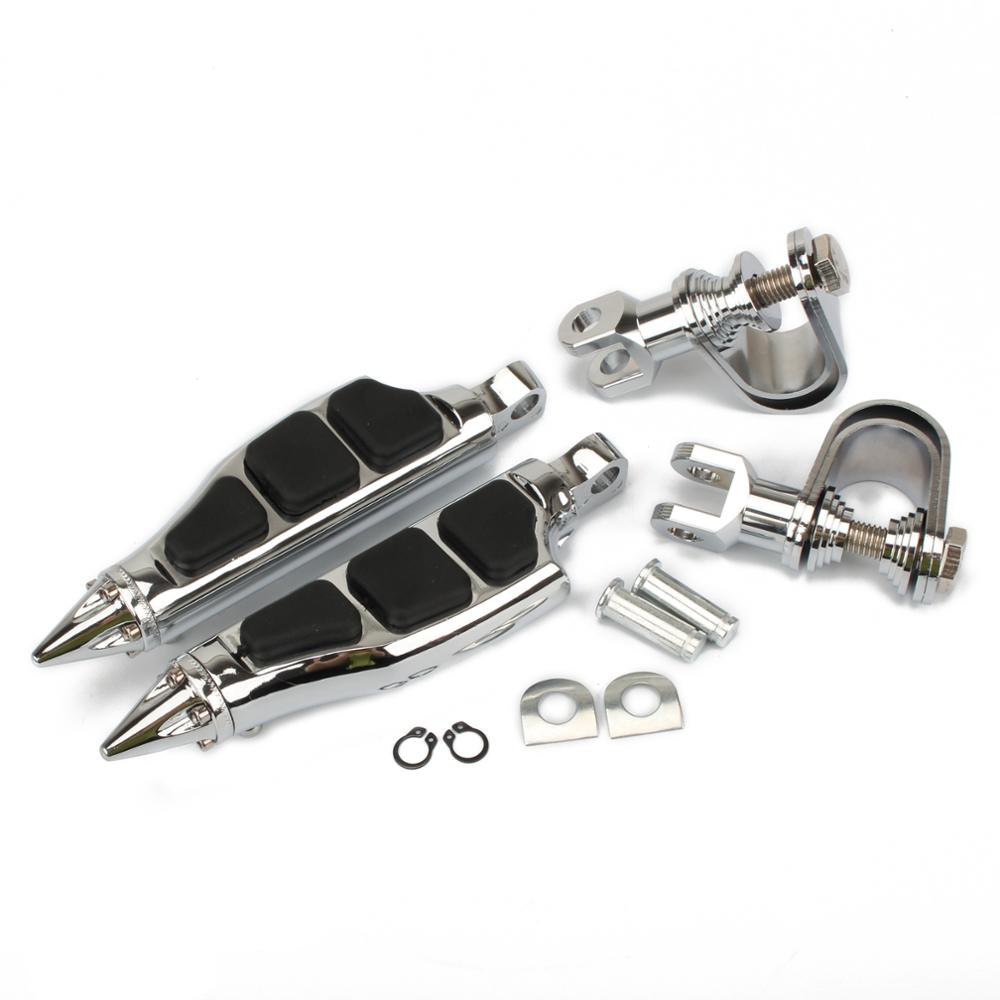 1 Pair Motorcycle Foot Pegs Footrest Clamp Mount Highway Pegs Engine Crash Bars Guard For Harley Sportster Dyna Chopper