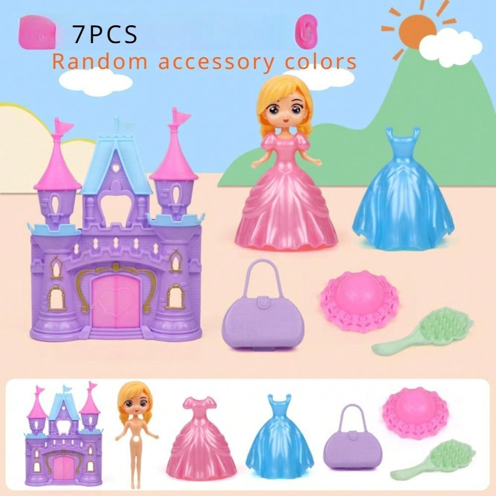 Cute Dog/Bear Pet Basket Family Toys, Dog Cage and Scene Playing Toys, Doll Play House Set - Imaginative Pretend Play Experience: Red