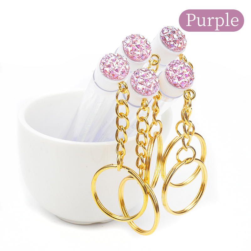 20/50/100 Stuks Buis Lash Borstel Met Gouden Sleutelhanger Strass Mascara Wand Applicator Microbrush Voor Wimperverlenging wenkbrauw Kam