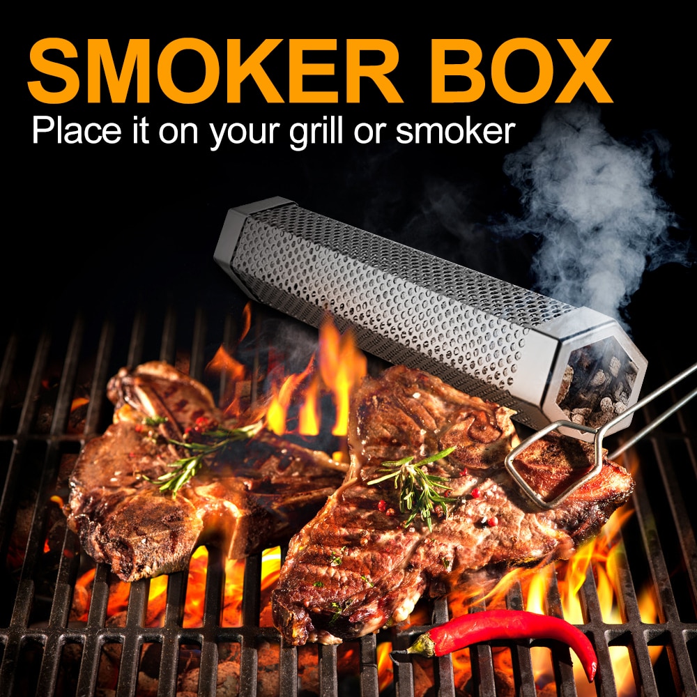 12" Stainless Steel Hexagon Smoker Tube Mesh Pipe Kitchen Outdoor Cooking BBQ Tools Accessories Round Smoke Generator Smoker