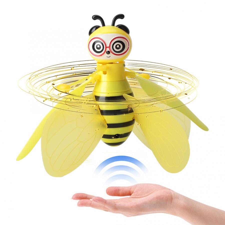 Mini Rc Drone Intelligente Sensor Infrarood Hand Inductie Vliegtuigen Usb Opladen Bee Vorm Speelgoed Met Led Licht Helikopter