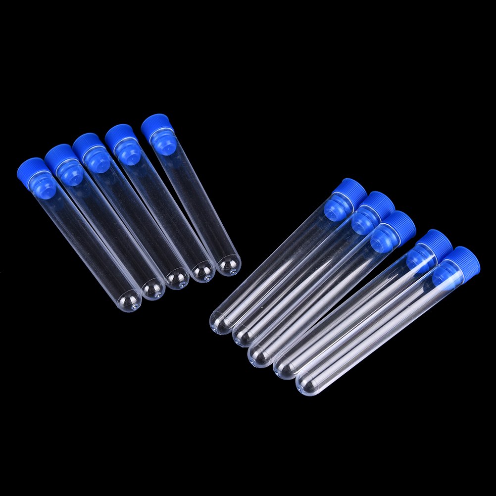 Tubes à essai en plastique dur Tube à essai en plastique + 10*80mm bouchons d'aile Tubes à essai en plastique transparent avec bouchon d'aile