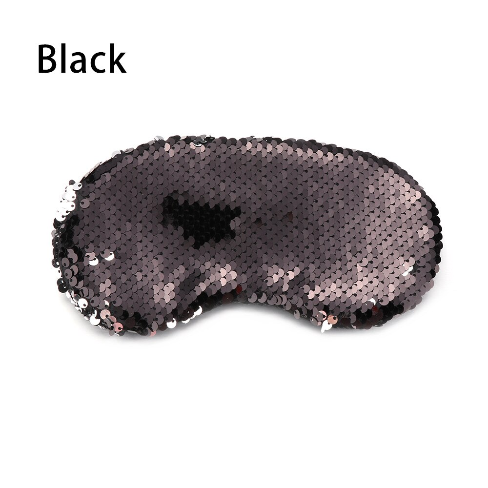 Mascarilla Reversible con lentejuelas mágicas y purpurina para los ojos, máscara de sirena para los ojos, parche para sombrear los ojos, funda acolchada suave, herramienta para el cuidado de la salud, relajación del sueño, 1 ud.: black