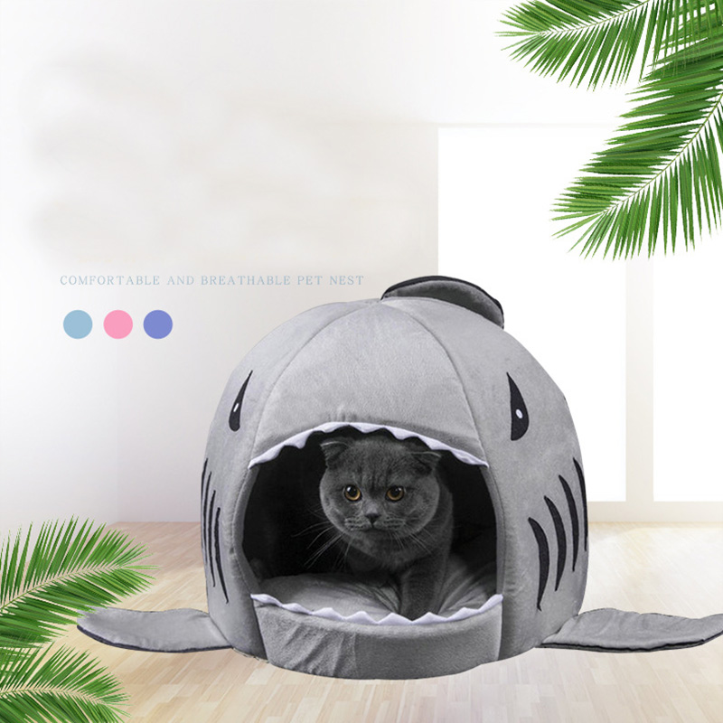 Ciepłe rekin łóżko dom dla kotów miękki kosz poduszka dla psa mata dla małych psów szczeniak Slapen łóżko ciepłe szczeniak legowisko robić budy mata cama gato kot