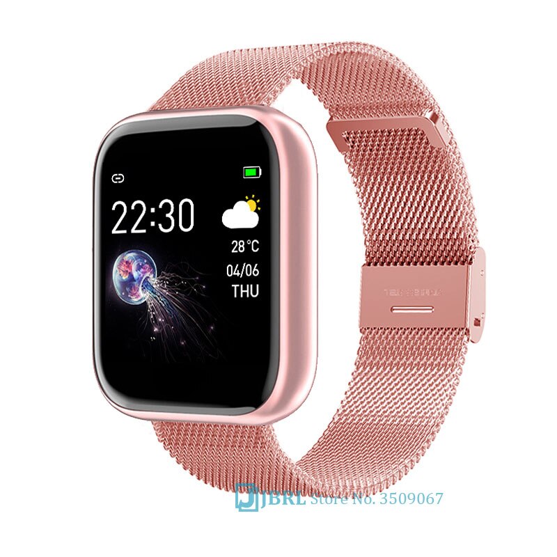 Sport aimant bracelet montre numérique pour femme hd montre-bracelet hommes led étanche montre de téléphone fréquence cardiaque horloge numérique Android IOS: I5 Steel gold