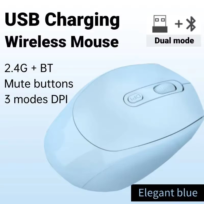Draadloze muis Oplaadbare gamermuis Dubbele modi Bluetooth-compatibel 2.4G USB Mute-muizen voor laptop Pad Tablet Macbook Mause: Black