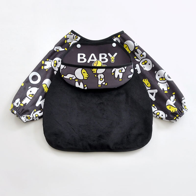 Lunch bibs Eating Smock Waterproof Baby Clothes Boys Girls 4 season Jacket Newborn 0~3 Year Children Anti dressing Kid Clothing: black / S 70-82cm