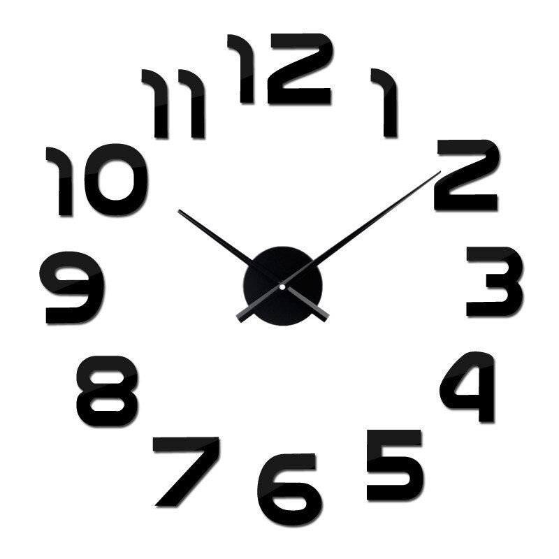Neue 3d Wanduhr Große Acryl Spiegel Uhren Aufkleber Wohnzimmer Zubehör Dekorative Haus Uhr ein Der Zauberstab: Schwarz / 47in 100-120cm