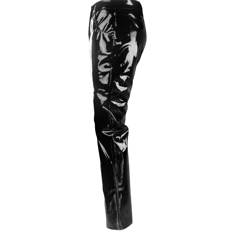 Calça masculina de couro slim, calça justa de moto, calça de couro masculina, calça de látex para motocicleta, calças masculinas para meninos: L
